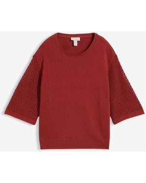 bonprix Pullover Aus Baumwoll-Leinen-Mix - Rot