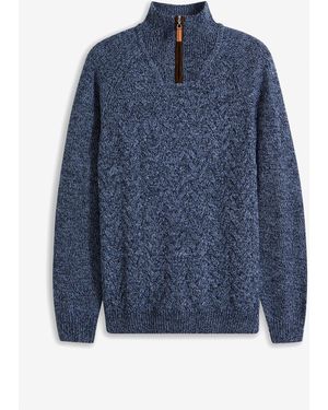 bonprix Troyer-Pullover Mit Wolle - Blau