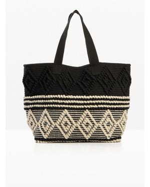 bonprix Shopper Canvas Mit Graphischer Struktur - Schwarz