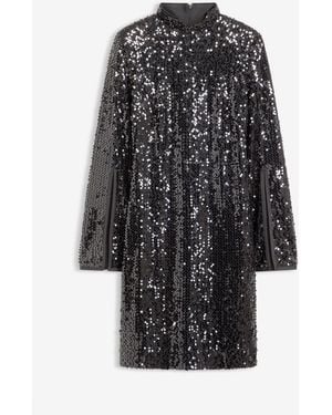 bonprix Paillettenkleid Mit Trompeten-Ärmel - Schwarz