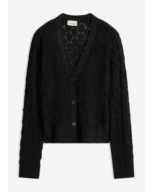 bonprix Ajour-Strickjacke - Schwarz