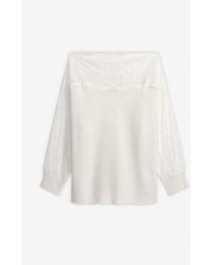 bonprix Sommer-Strickpullover Mit Spitze - Weiß
