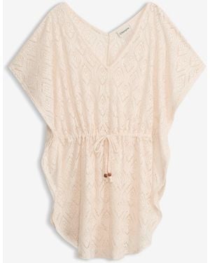 bonprix Transparente Strandtunika Aus Spitze - Weiß