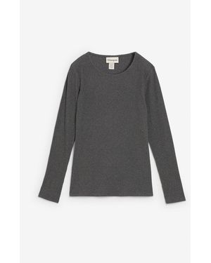 bonprix Geripptes Thermoshirt - Grau