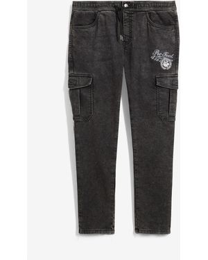 bonprix Regular Fit Schlupf-Cargo-Stretch-Jeans, Tapered - Schwarz