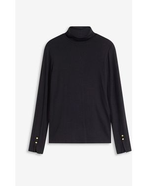 bonprix Rollkragenshirt Mit Dekorativen Knöpfen - Blau