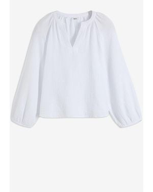 bonprix Oversize-Bluse Aus Musselin - Weiß