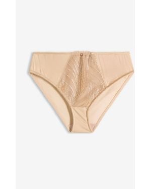 bonprix Slip Mit Glitzernder Stickerei - Natur