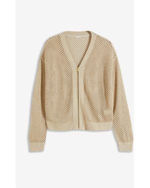 bonprix Ajour-Strickjacke Mit Glitzereffekt - Natur