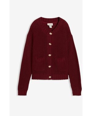 bonprix Grobstrickjacke Mit Gehämmerten Knöpfen - Rot