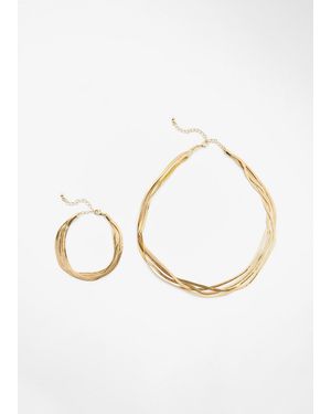 bonprix Choker Und Armband (2-Tlg. Schmuckset) Mit Mehreren Schlangenketten - Weiß