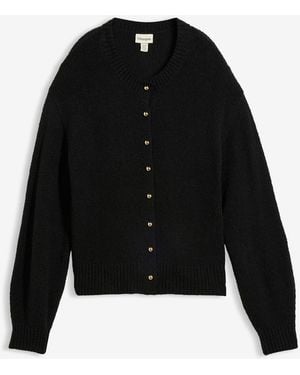 bonprix Grobstrickjacke Mit Goldener Knopfleiste - Schwarz