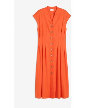 bonprix Midikleid Aus Leichtem Leinen-Mix - Orange