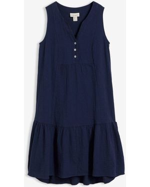 bonprix Musselin-Midikleid Aus Reiner Baumwolle - Blau