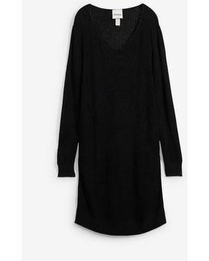 bonprix Strickkleid Aus Fließendem Viskose-Mix - Schwarz
