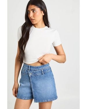 Boohoo Tall Denim Skort - White