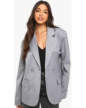 Boohoo Tailored Cinched Waist Wrap Blazer - Gray