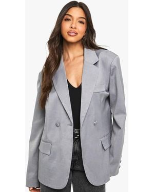 Boohoo Tailored Cinched Waist Wrap Blazer - Gray