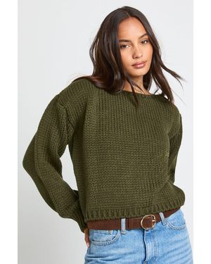 Boohoo Chunky Knit Boxy Jumper - Verde