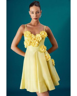 Coast Muse Corsage Detail Strappy Mini Dress - Yellow