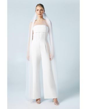 Coast Corset Detail Wide Leg Bridal Jumpsuit - White