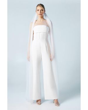 Coast Corset Detail Wide Leg Bridal Jumpsuit - White