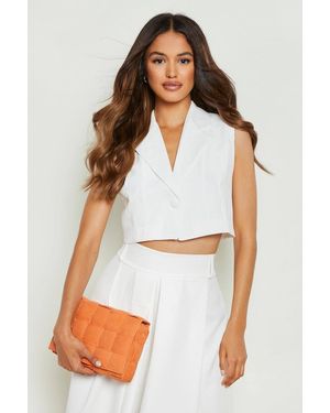 Boohoo Tailored Cropped Waistcoat - White