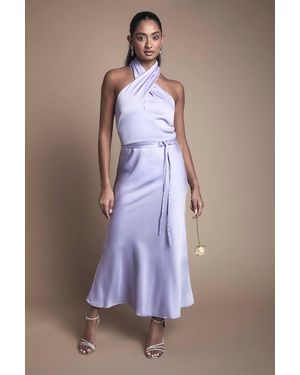 Oasis Cross Front Halterneck Bridesmaid Dress - Blue