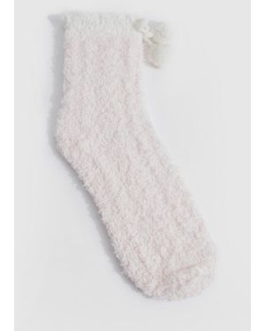 Boohoo Pom Pom Fluffy Bed Socks - White