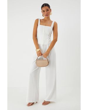 MissPap Tailored Pleat Wide Leg Pants - White