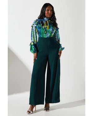 Coast Printed Chiffon Mix Fabric Jumpsuit - Green