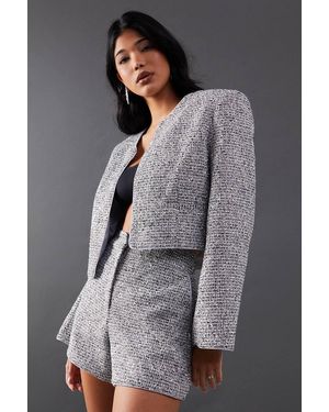 Warehouse Sparkle Boucle Tailored Blazer - Gray