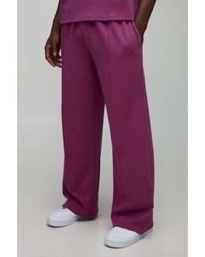 Boohoo Wide Leg Premium Interlock Pintuck Jogger - Purple