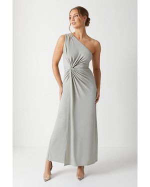 Coast Twist Detail One Shoulder Jersey Bridesmaid Dress - Green