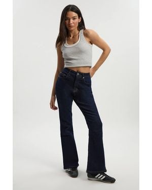 Boohoo Comfort Stretch High Waist Flared Jean - Blue