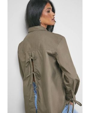 Warehouse Oversized Bow Back Shirt - Green