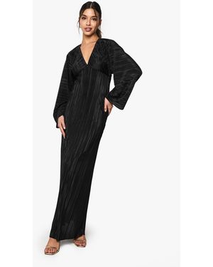 Boohoo Plisse Batwing Maxi Dress - Black