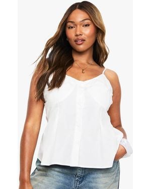 Boohoo Plus Button Down Cami - White