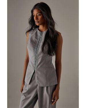 Warehouse Tailored Hook + Eye Waistcoat - Brown