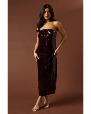 Oasis Occasion Clear Sequin Bandeau Maxi Dress - Brown
