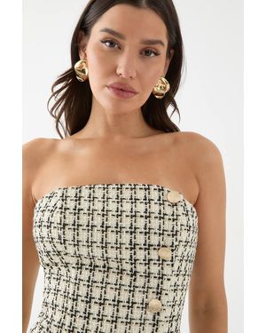 MissPap Premium Pinstripe Tailored Bustier Dress in Blue | Lyst