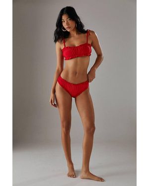 Warehouse Ruched Front Bikini Top - Red