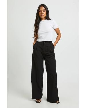 Boohoo Petite Tailored Wide Leg Trouser - Black