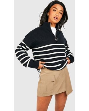 Boohoo Petite Utility Pocket Asymmetric Skort - Black