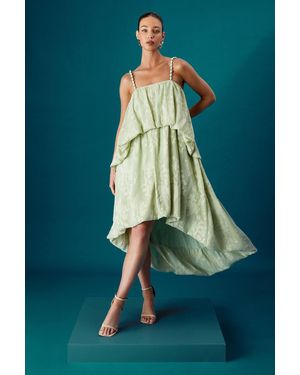 Coast Muse Strappy Jacquard Maxi Dress With High Low Hem - Blue