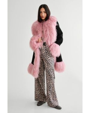 Nasty Gal Limited Premium Real Suede And Fur Coat - Black