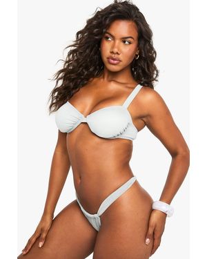 Boohoo Top De Biquini Premium Con Purpurina Y Balcón Estilo Bridal - Gris