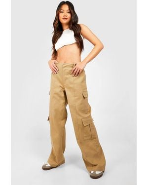 Boohoo Pocket Detail Cargo Straight Trouser - Natural