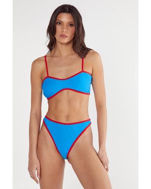 Nasty Gal Contrast Binding High Leg Bikini - Blue