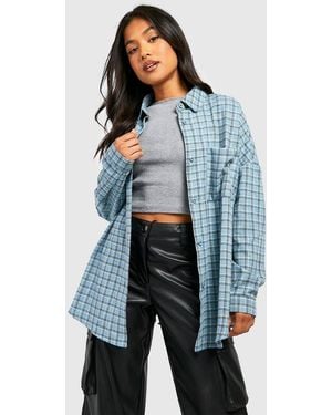 Boohoo Petite Check Shirt - Blue